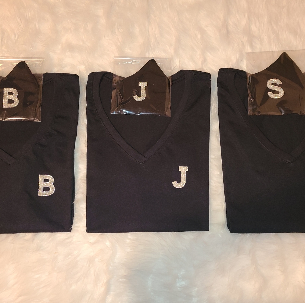 Pearl & Rhinestone Initial T-Shirt and Mask Set